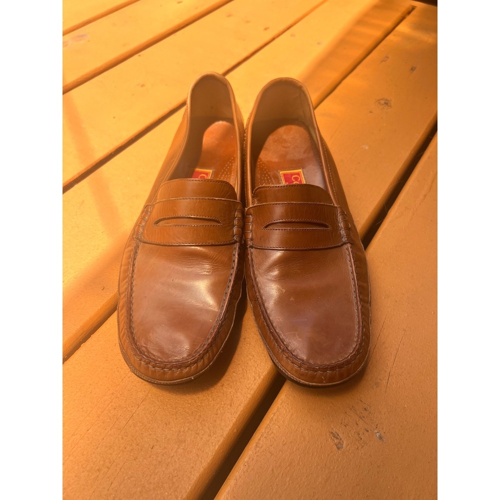 Cole Haan Country Mens Tan Leather Penny Loafers Made in Italy Driver Shoes 10.5